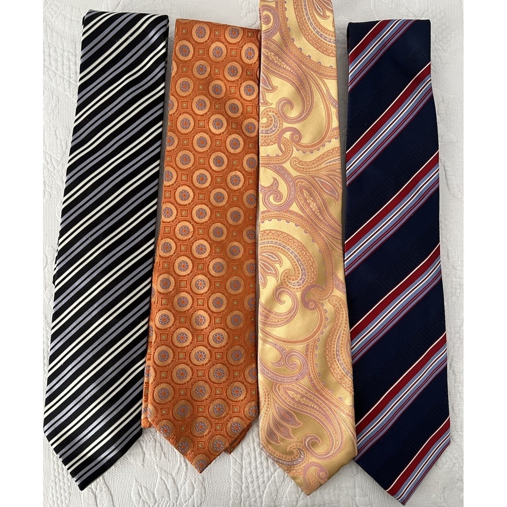 Geoff Nicholson Paisley Geometric Stripe Men's 100% Silk Tie Lot of 4